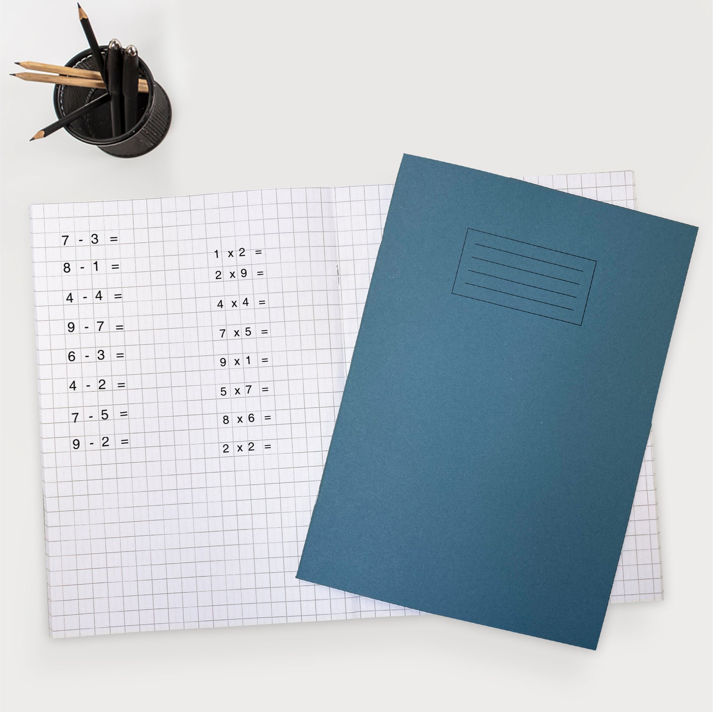 Pack of 10 Janrax A4 Blue 80 Page 10mm Squared Paper Exercise Books WF Paper with 225gsm Manilla Cover