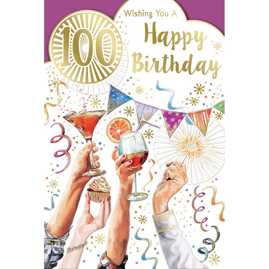 Wishing You a 100th Happy Birthday Open Unisex Celebrity Style Greeting Card