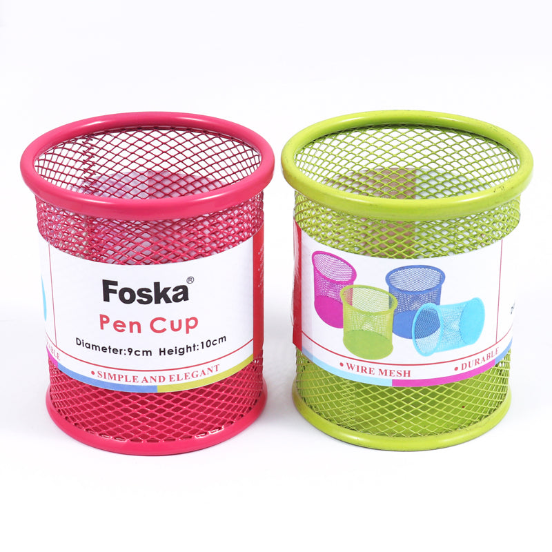 Pink Wire Mesh Metal Pen Cup