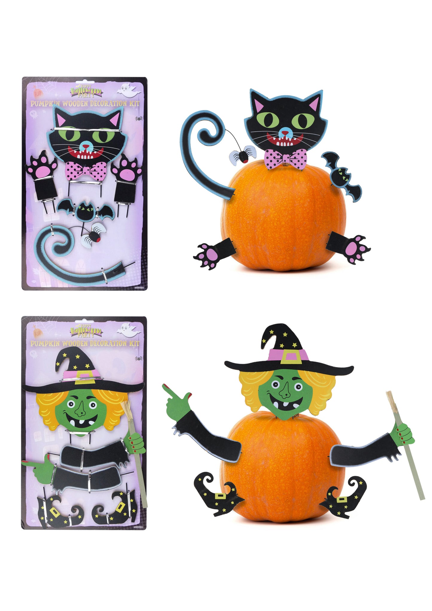 Wooden Halloween Pumpkin Decoration Set