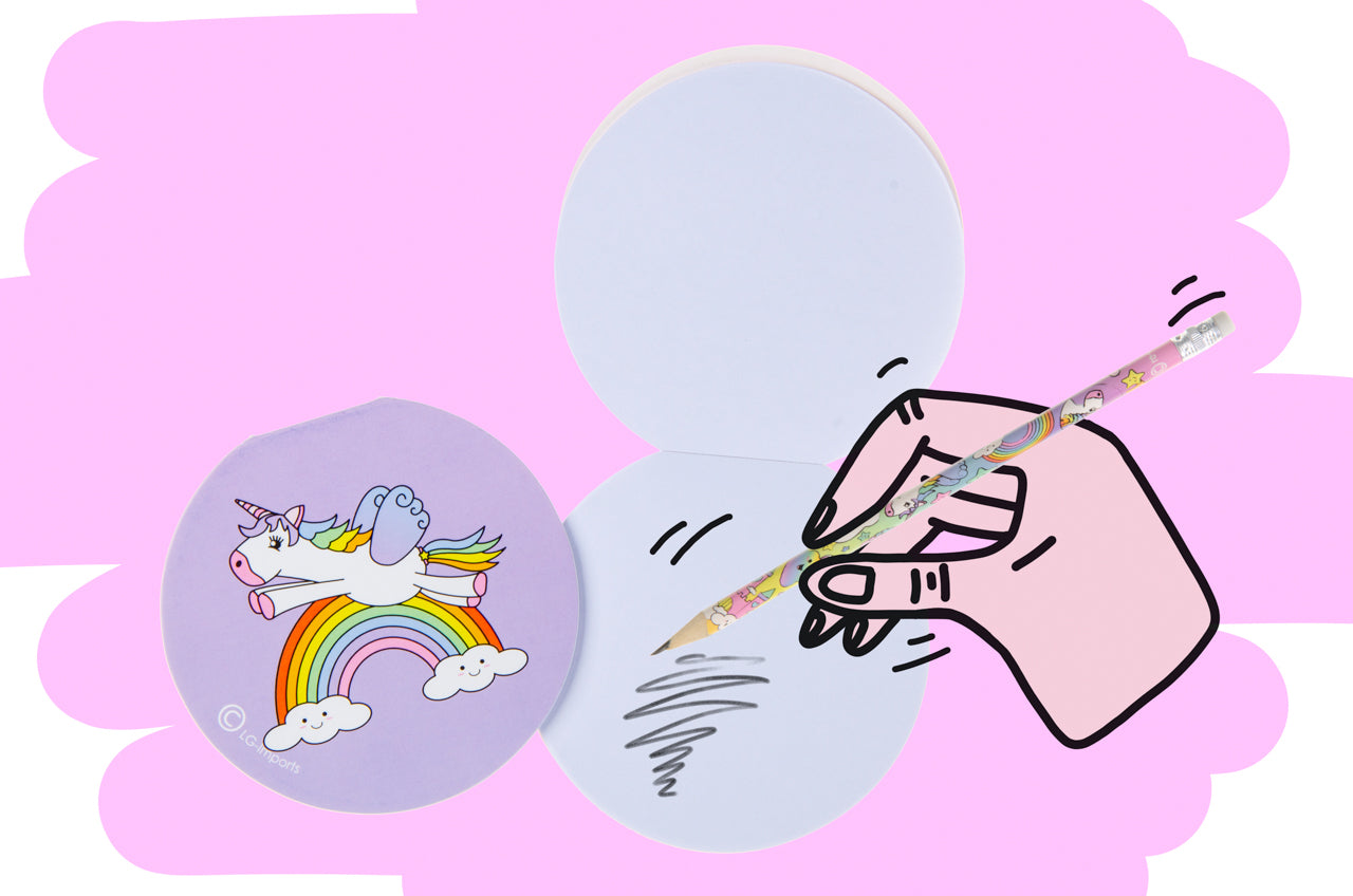 Box of 48 Round Unicorn Design Notebooks 8cm