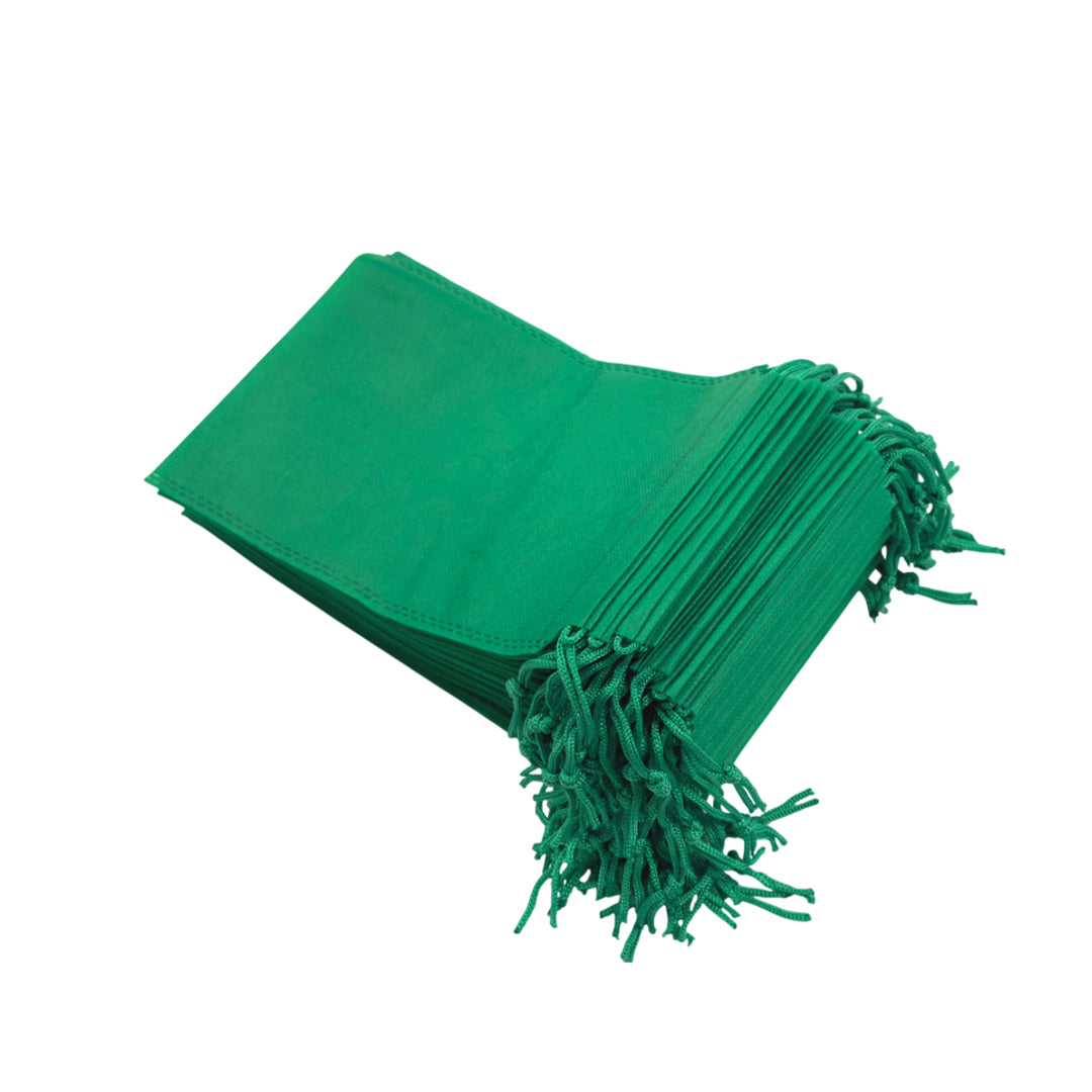 Pack of 25 Dark Green Coloured 25x16cm Non-Woven Drawstring Bags