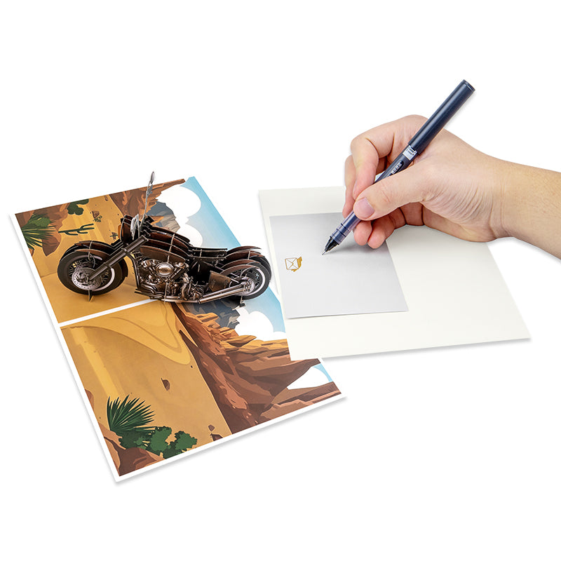 Road Rebel 3D Motorcycle Greeting Card - Birthday Anniversary Holidays Event