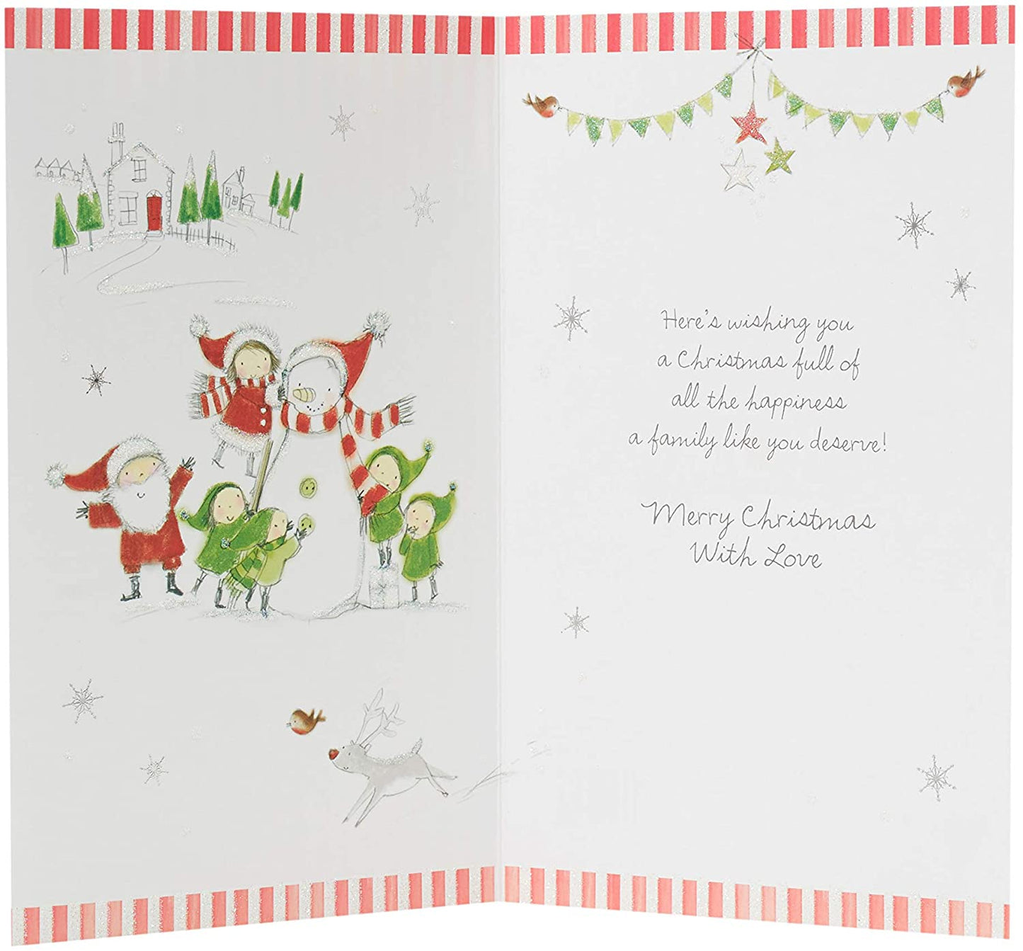 Daughter and Family Christmas Card with Red Bow