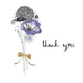 Thank You Card Foil and Embossed Finish Azul Bouquet of Flowers from The Kindred Range