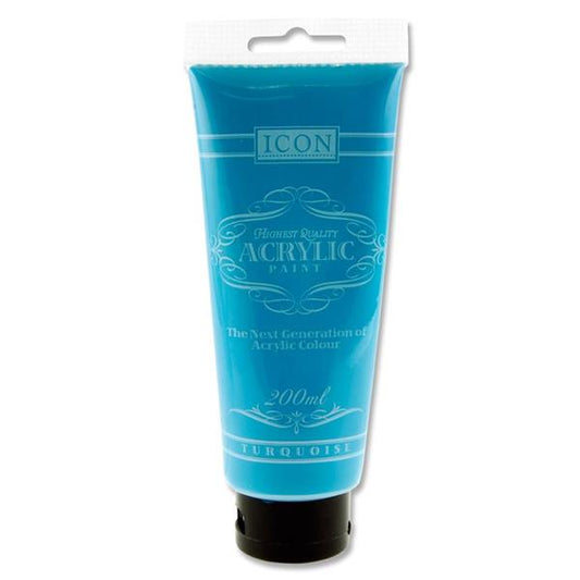 Turquoise Blue Acrylic Paint 200ml by Icon Art