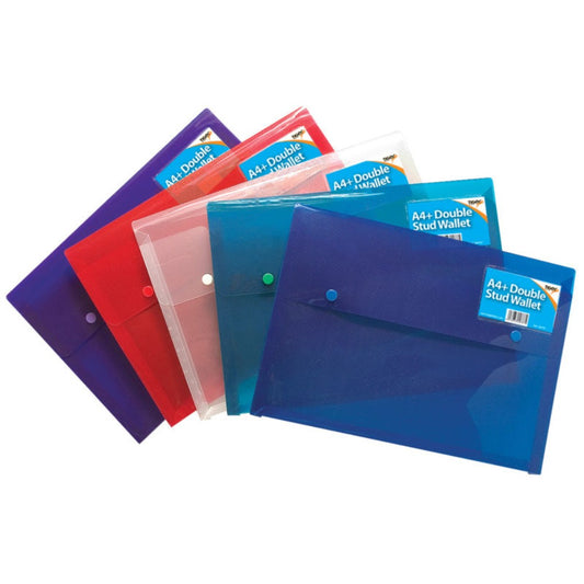 Pack of 5 A4+ Assorted Double Stud Wallets 