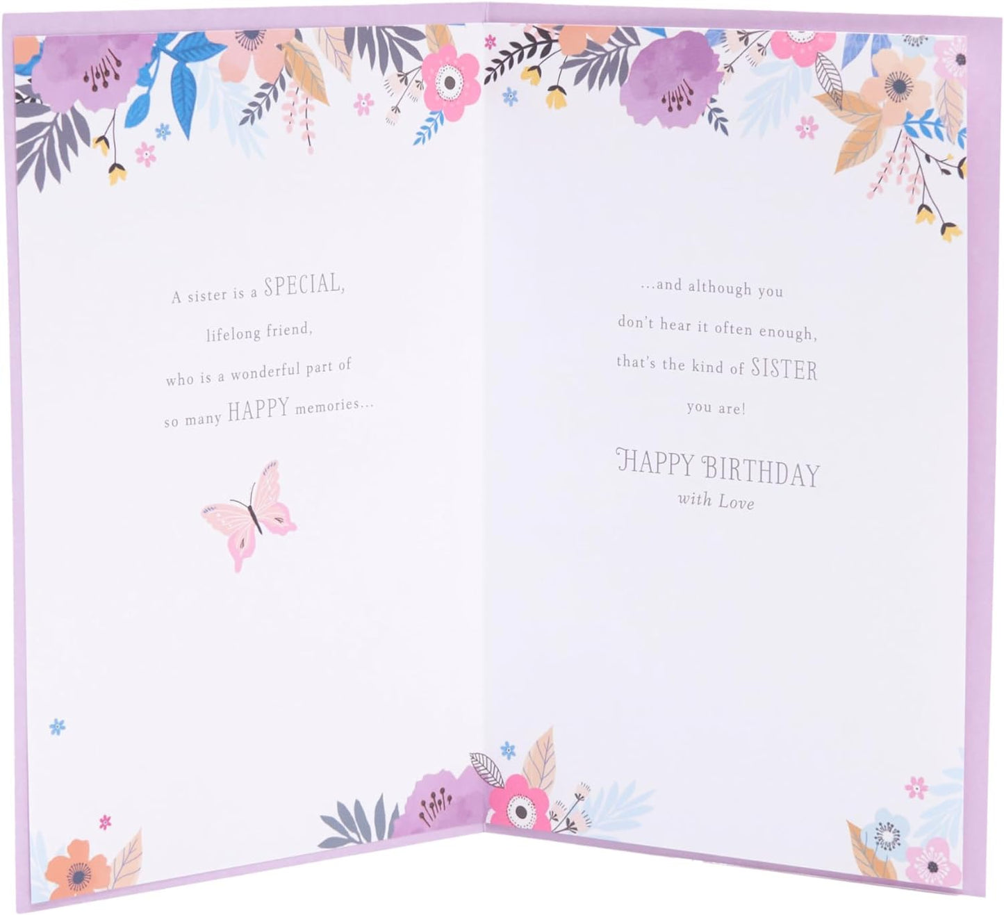 Floral Border Design Sister Birthday Card