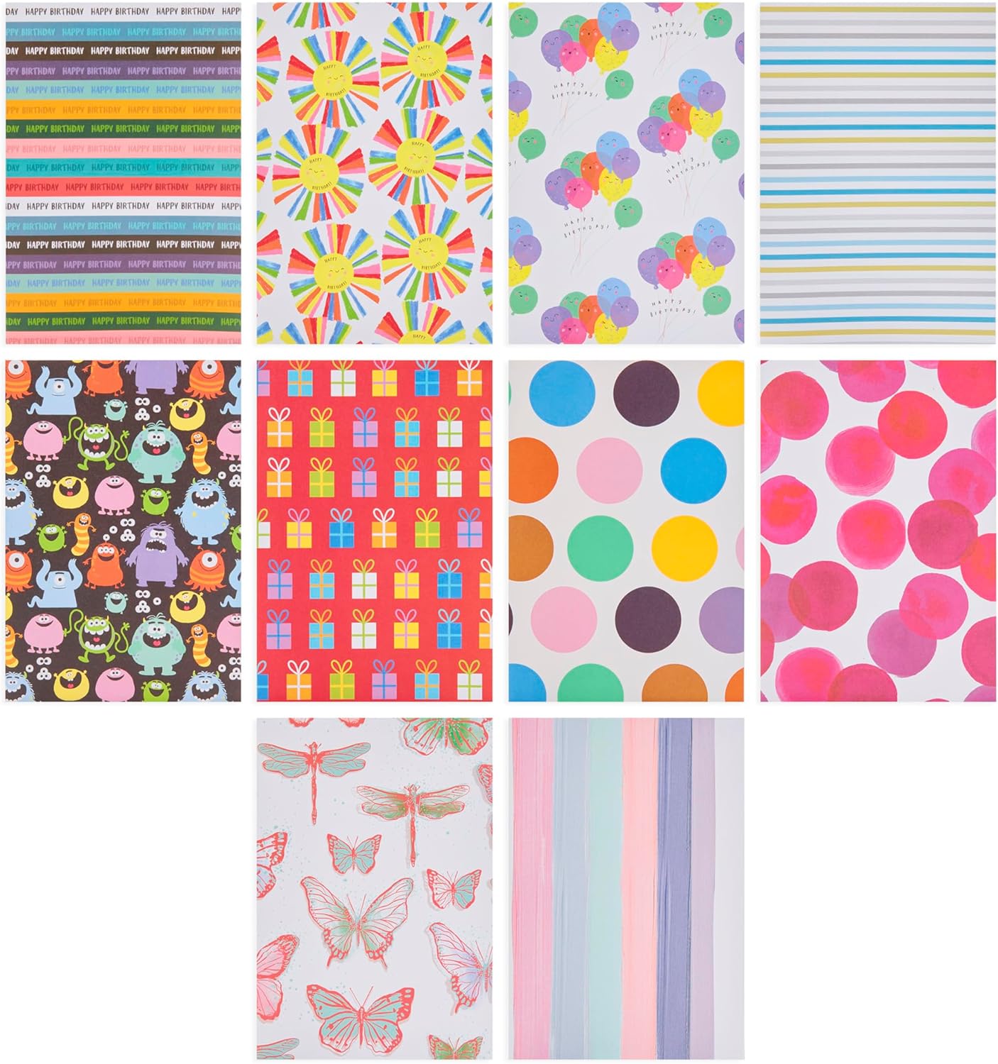 Multipack of 20 Assorted Gift Wrap Sheets for Birthdays & Other Events Includes Keepsake Box