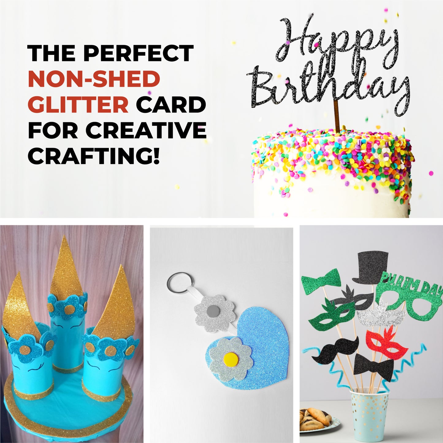 Pack of 50 A4 Sky Blue Coloured Glitter Card 230gsm Sheets