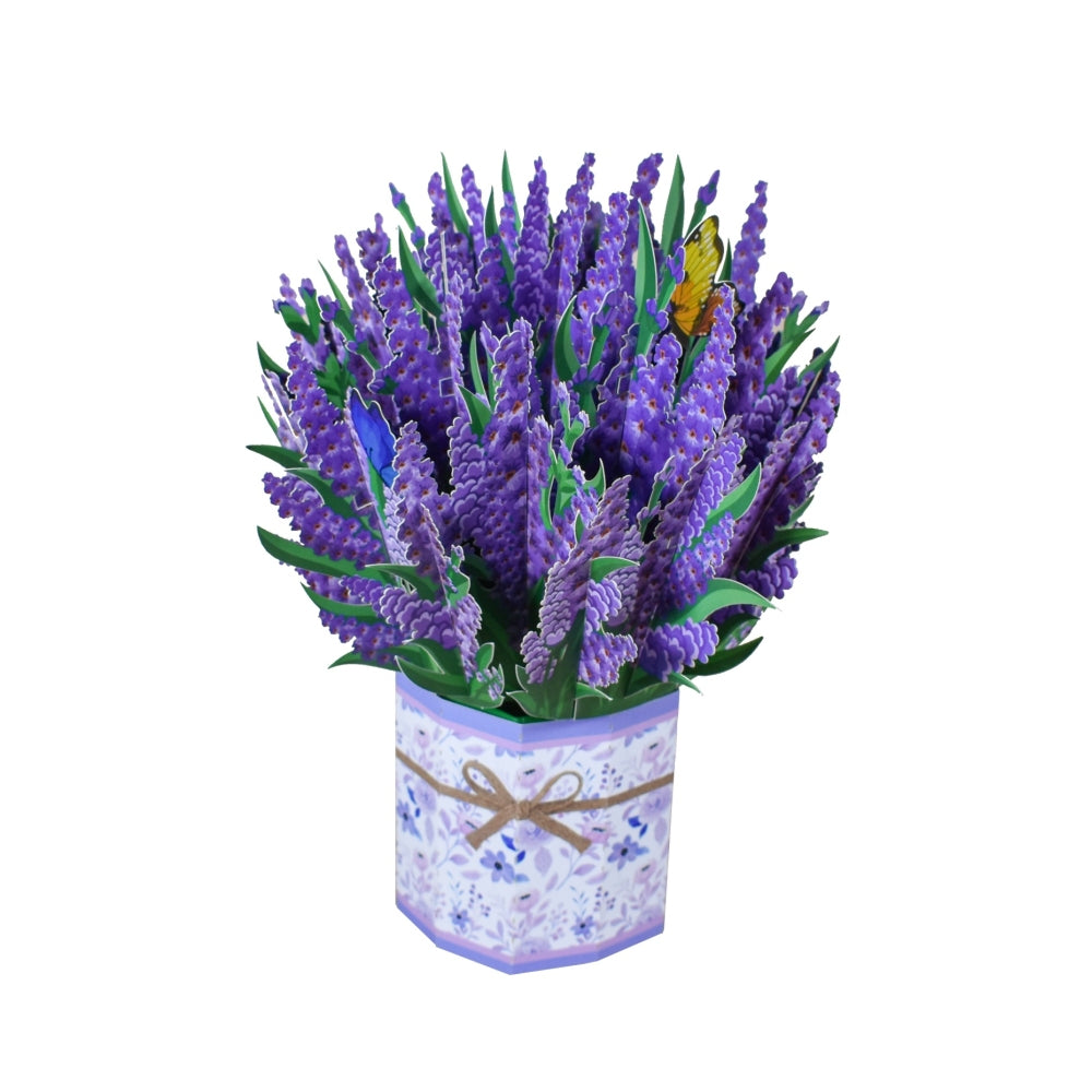 Purple Charm Bouquet in Decorative Vase 3D Pop-Up Greeting Card - Mother's Day Thank You Birthday