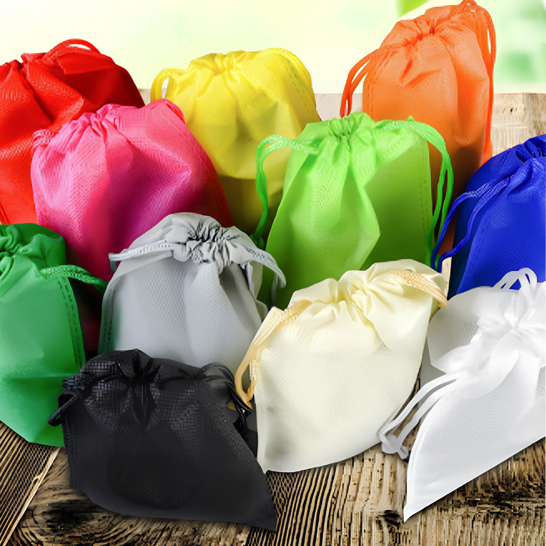 Pack of 100 Light Green Coloured 48x39cm Non-Woven Drawstring Bags