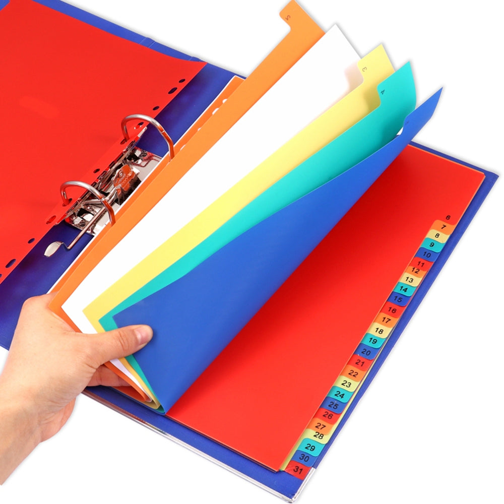 A4 Coloured Plastic 31 Part Tabbed Index Dividers - File