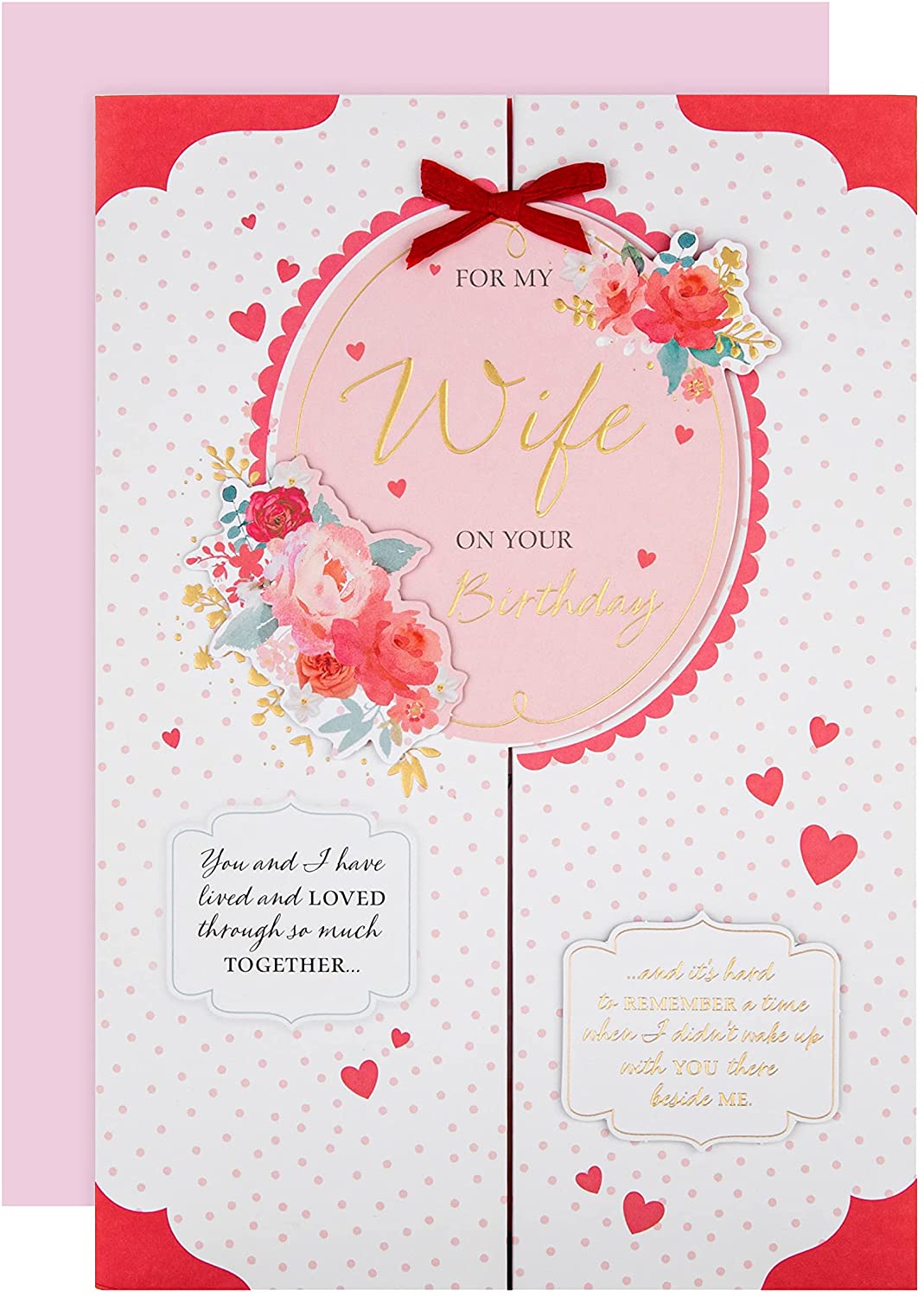Gate Fold Romantic Design Large Birthday Card for Wife