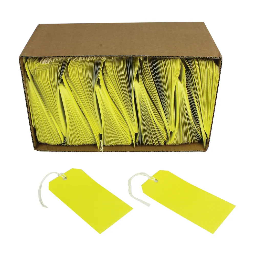Pack of 1000 Yellow 120x60mm Strung Tags
