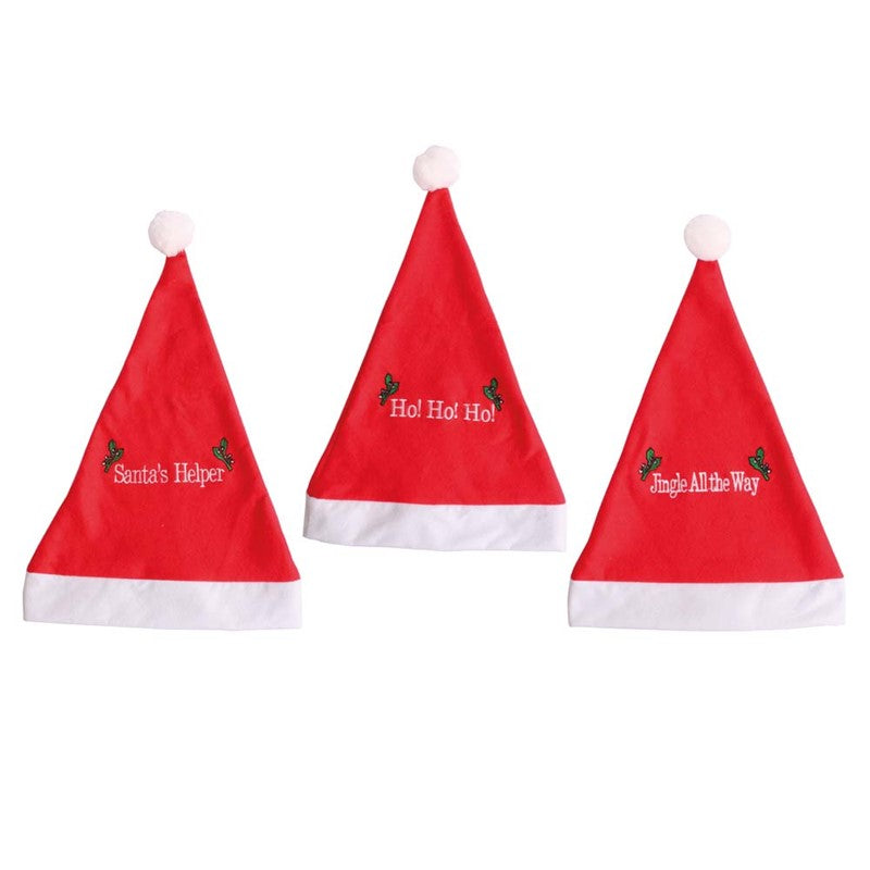 Pack of 3 Plush Christmas Slogan Party Hats