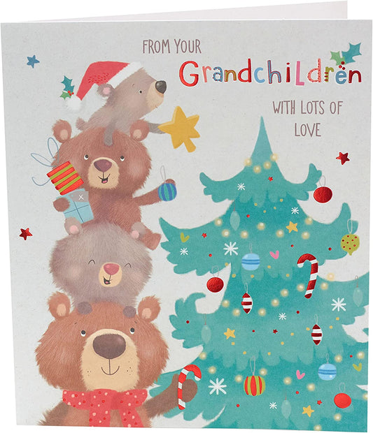 Percy & Peggy Decorating Xmas Tree Design Grandparents Christmas Card 