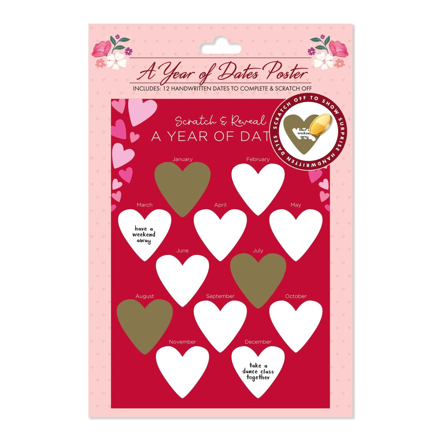 Valentine's Personalisable A Year of Dates Scratch Poster