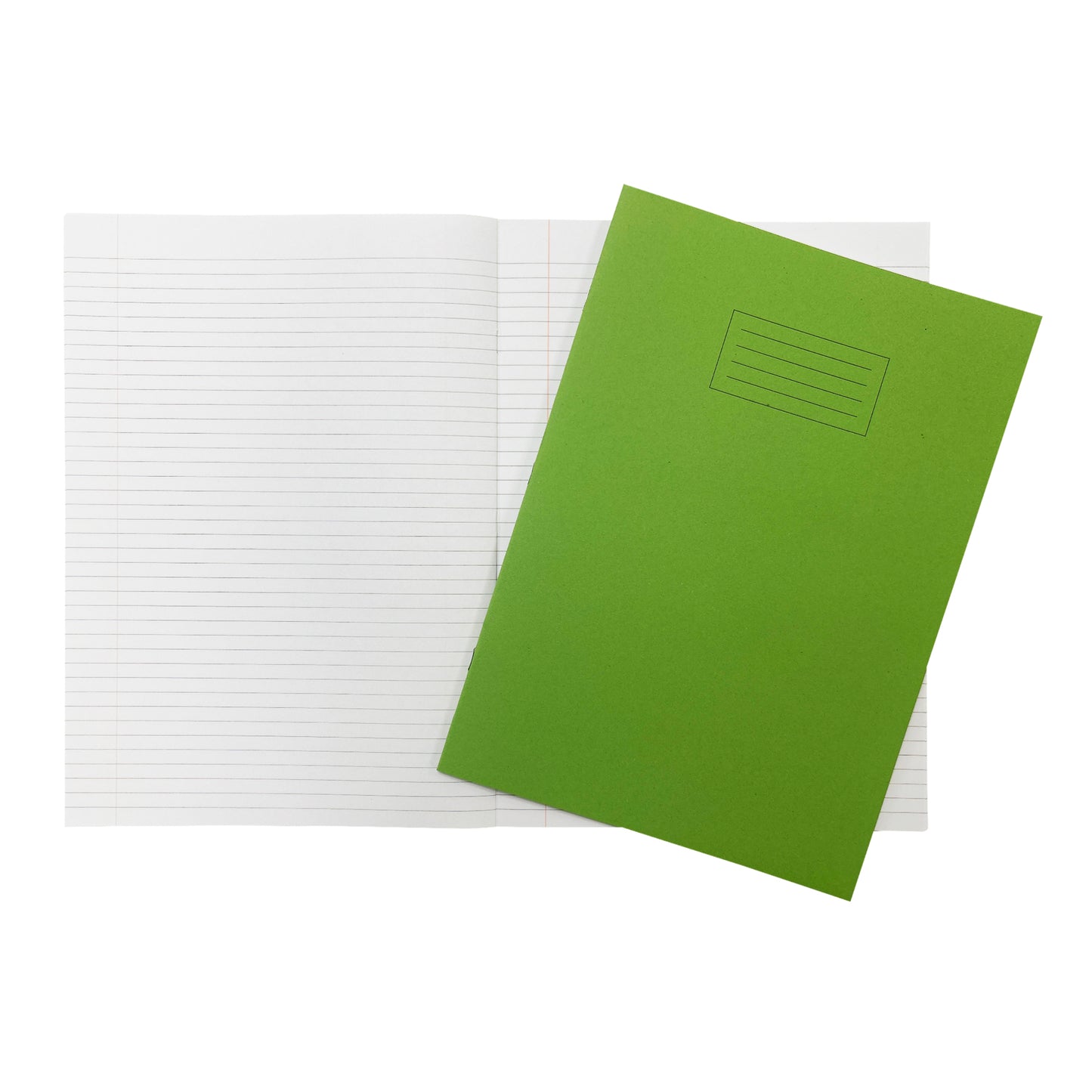 Pack of 50 Janrax A4+ Green 48 Page Feint Ruled and Margin Exercise Books WF Paper with 225gsm Manilla Cover 240x340mm Workbook