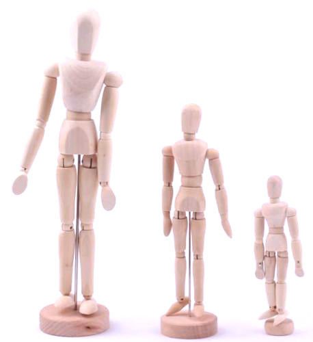 3 x Assorted Size Artists Wooden Manikin Movable Limbs Human Joints Manikins Manakin Mannequin