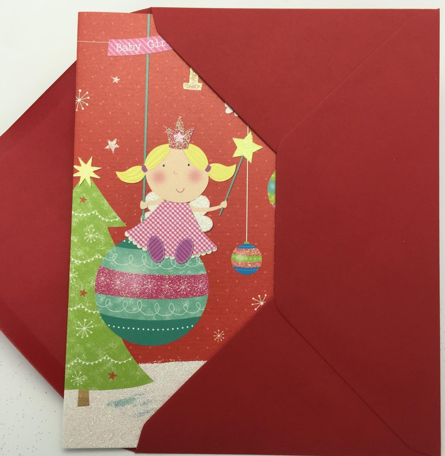 Girls 1st Cute Christmas Greeting Card First Xmas 1 baby Keepsake Gift