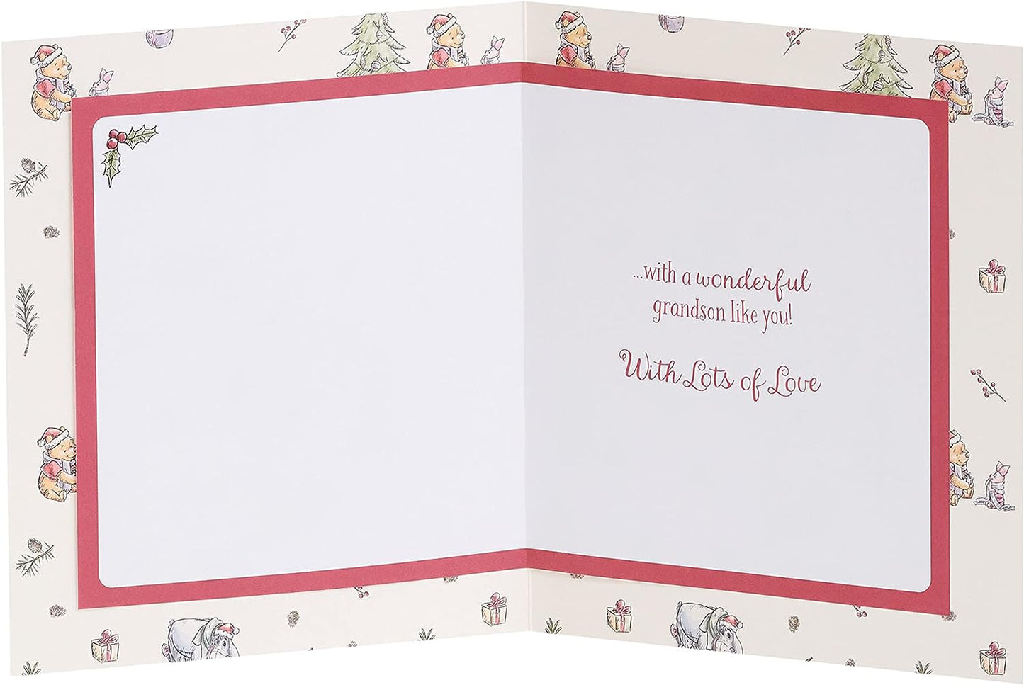 Grandson Christmas Card Cute Tree Design Disney Winnie the Pooh