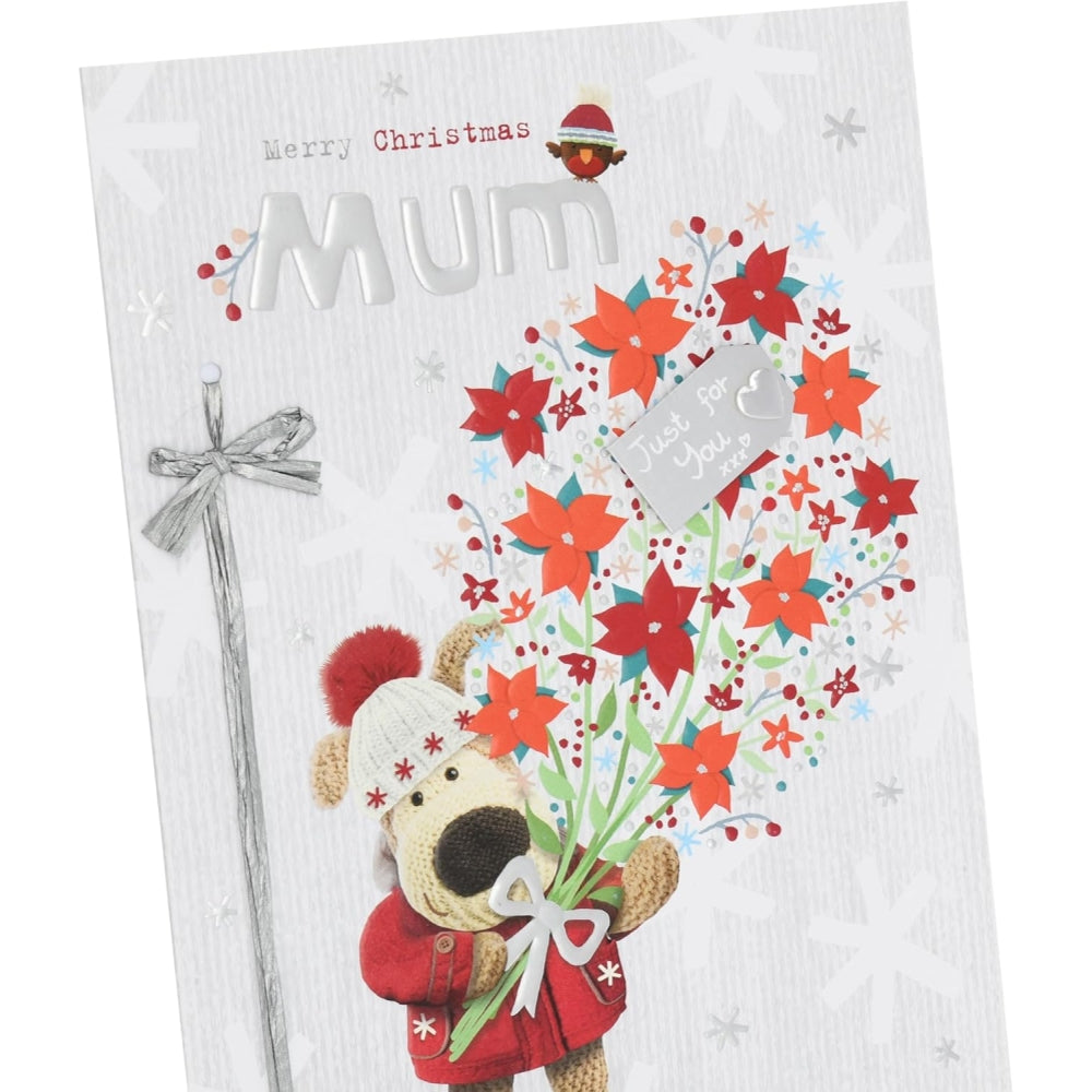 Boofle With Flowers Mum Christmas Card