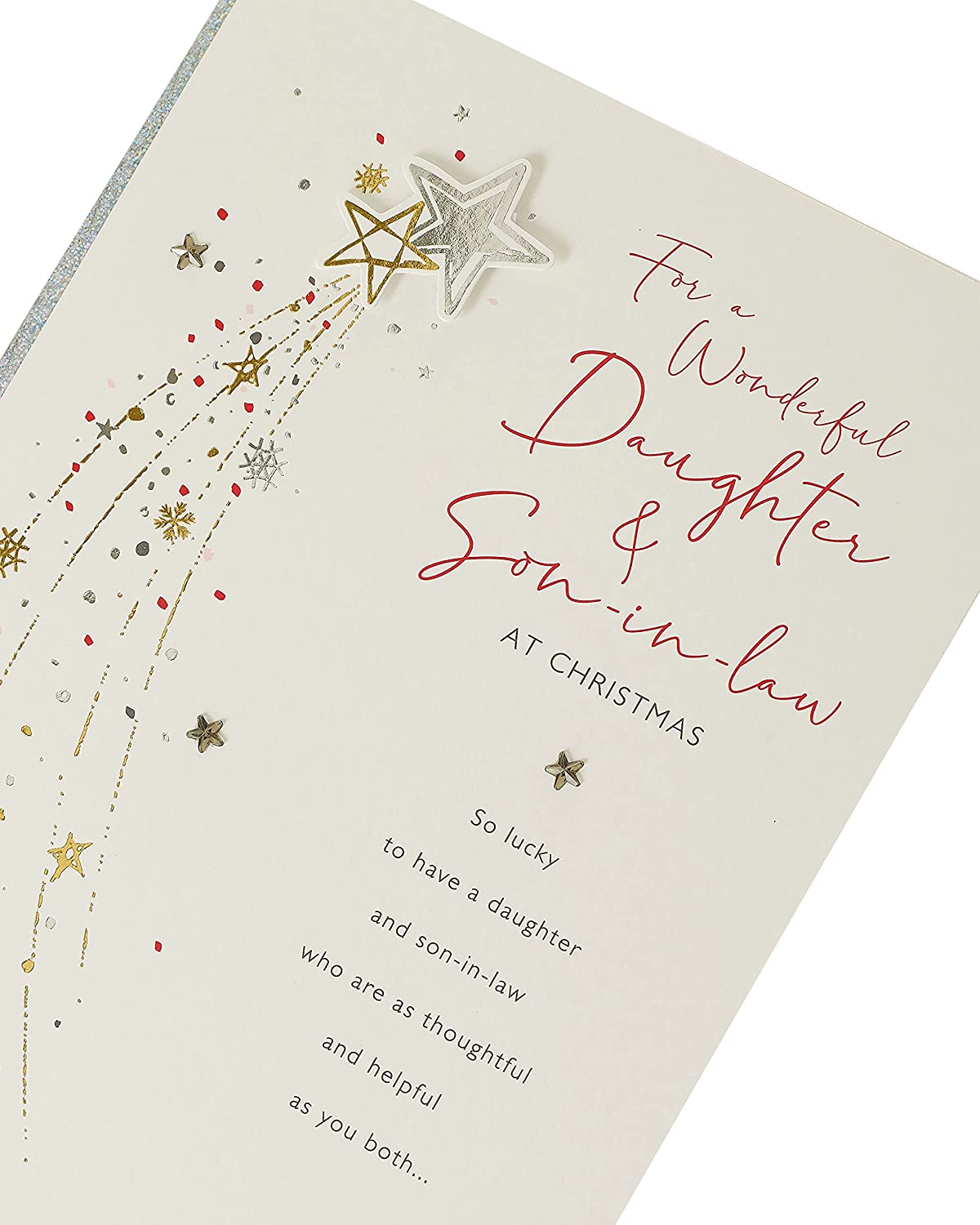 Daughter & Son-in-Law Christmas Card Starburst Dual Stars Design