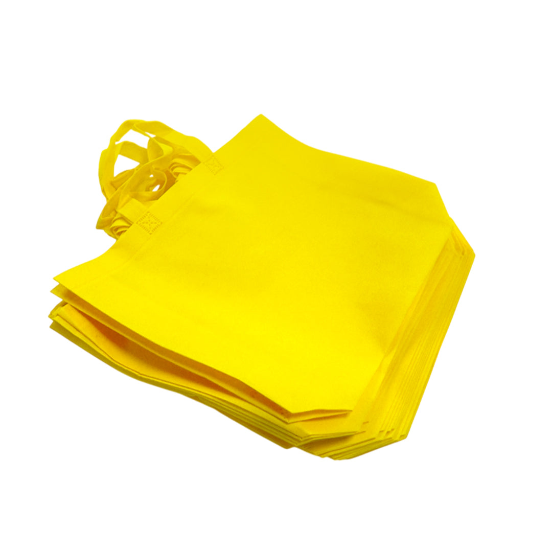Pack of 50 Yellow Coloured 35x25x10cm Non-Woven Bags with Handle