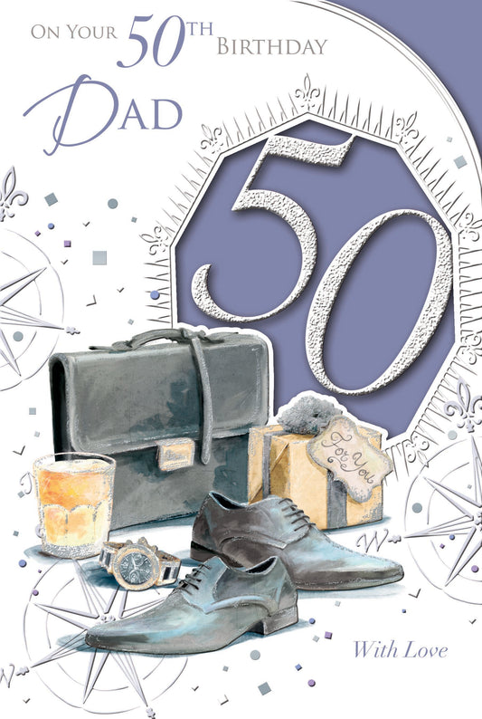 On Your 50th Birthday Dad With Love Celebrity Style Card