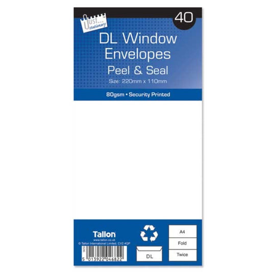 Pack of 40 DL Peel & Seal Window Envelopes