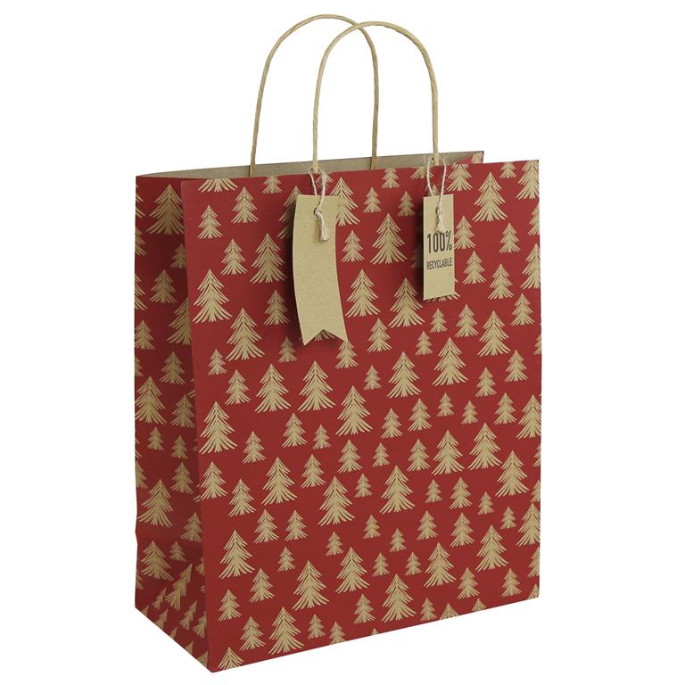 Kraft Red Christmas Tree Large Gift Bag