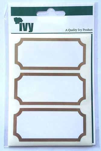 Pack of 21 Gold Border 34x75mm Printed Labels