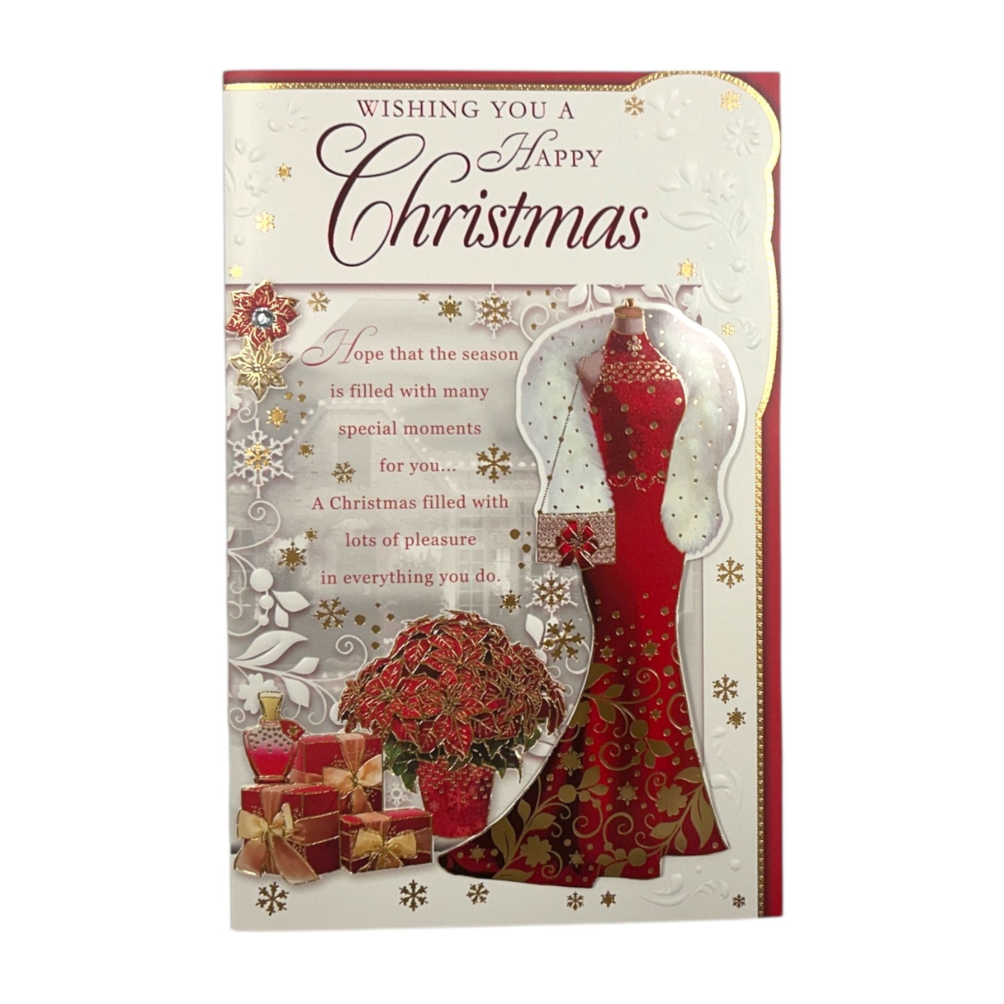 Pretty Dress Design Female Open Christmas Card