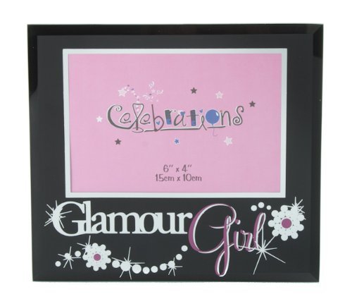 Black Glass Glamour Girl Photo Picture Frame 6x4 New