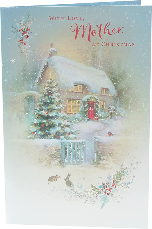 Mother Christmas Card Cottage Scene 