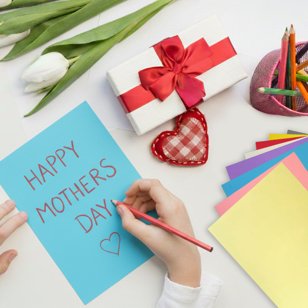 Pack of 400 A5 Assorted Mother’s Day Coloured 160gsm Craft Card Sheets – 8 Colours (50 each)