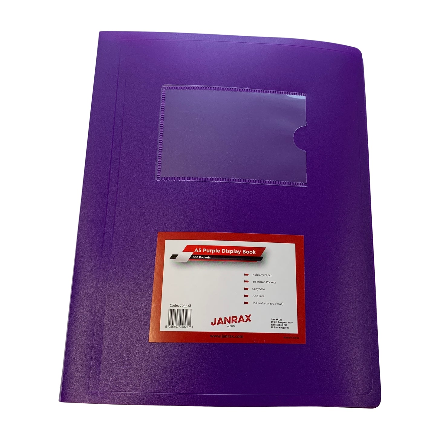Pack of 5 A5 100 Pocket Purple Flexible Cover Display Books