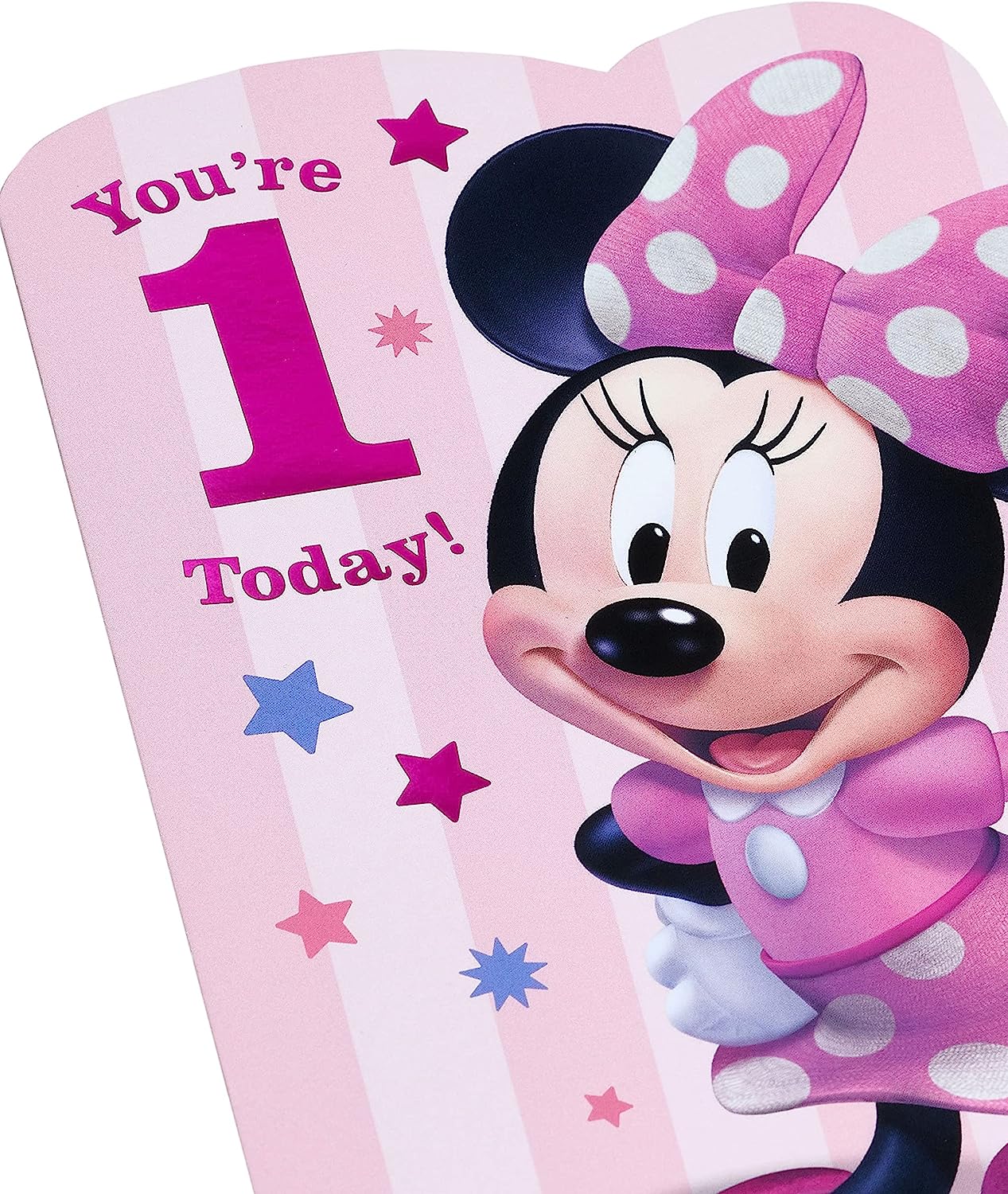 Disney Pink Design With Minnie Mouse 1st Birthday Card
