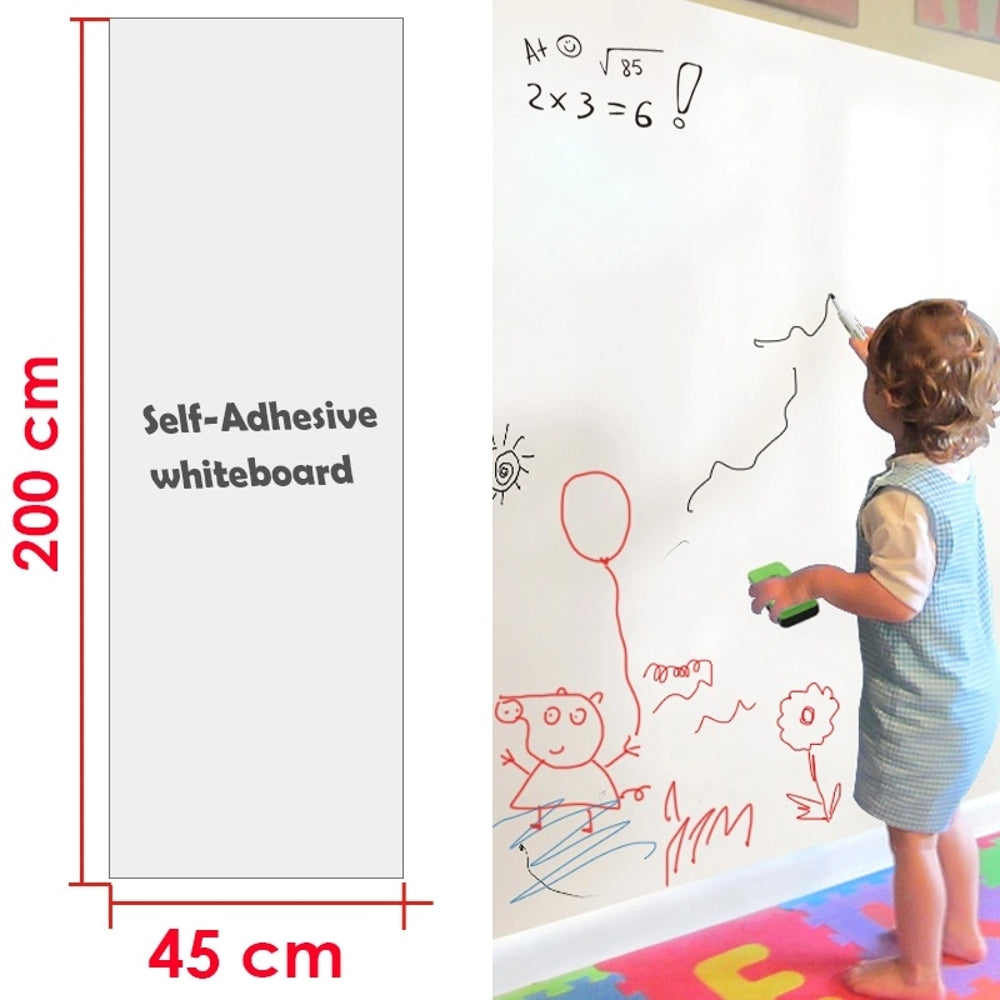 Self Adhesive Whiteboard Roll Wwith White Board Marker- 45cm x 2m