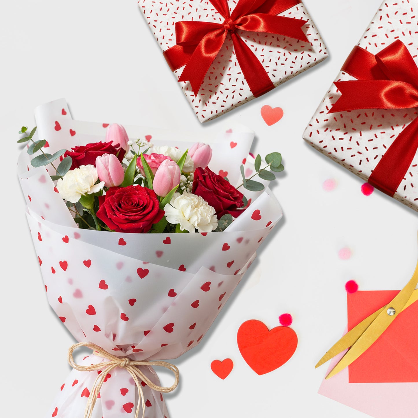 3 x Pack of 10 Confetti Sprinkles Luxury Red Metallic Plastic-Free 18gsm Tissue Paper Sheets 50x70cm - Patterned Tissue Paper for Xmas, New Year, Party, Wedding, Birthday Packing Present Gift Box DIY Art Crafts