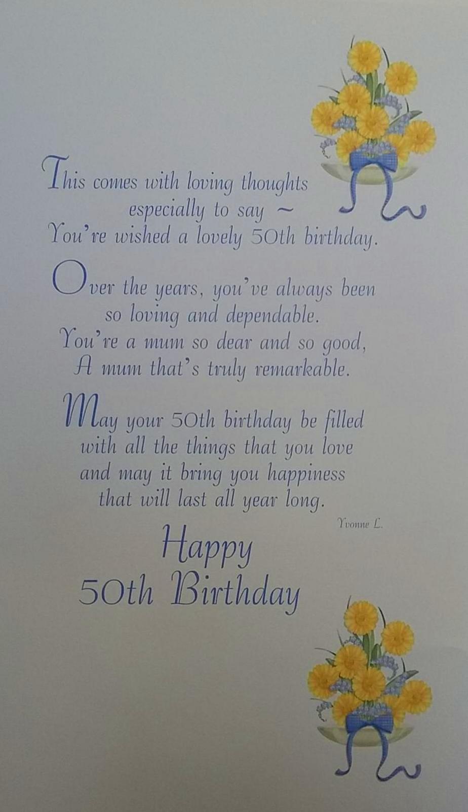 Happy 50th Birthday Mum With Love Flowers And Gifts Design Greeting Card