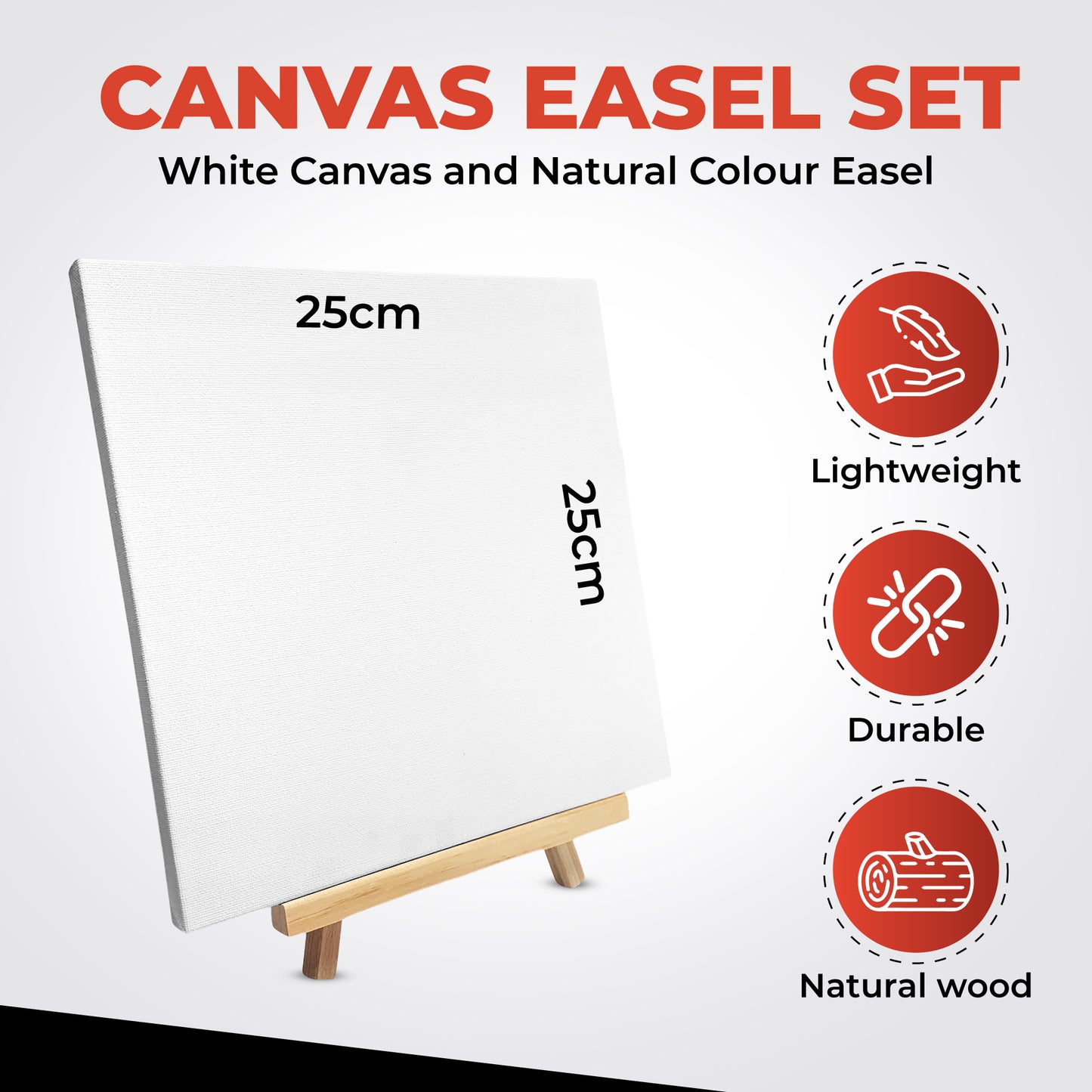 Pack of 6 25x25cm Canvas Easel Set