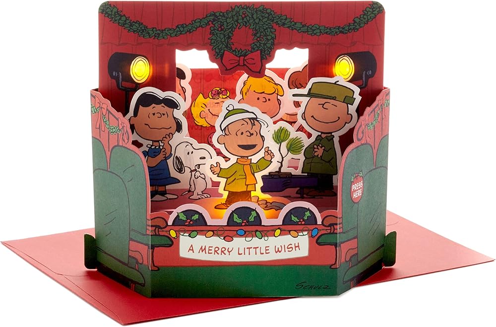 Peanuts Comics Musical Light Up Pop Up 3D Christmas Card