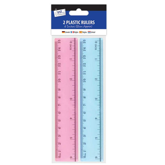 Just stationery 6 inch/15cm Plastic Ruler Set of 2