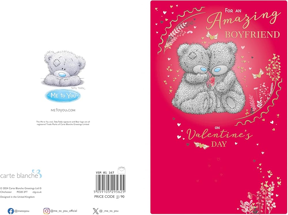 Bears Sat Together Boyfriend Valentine's Day Card
