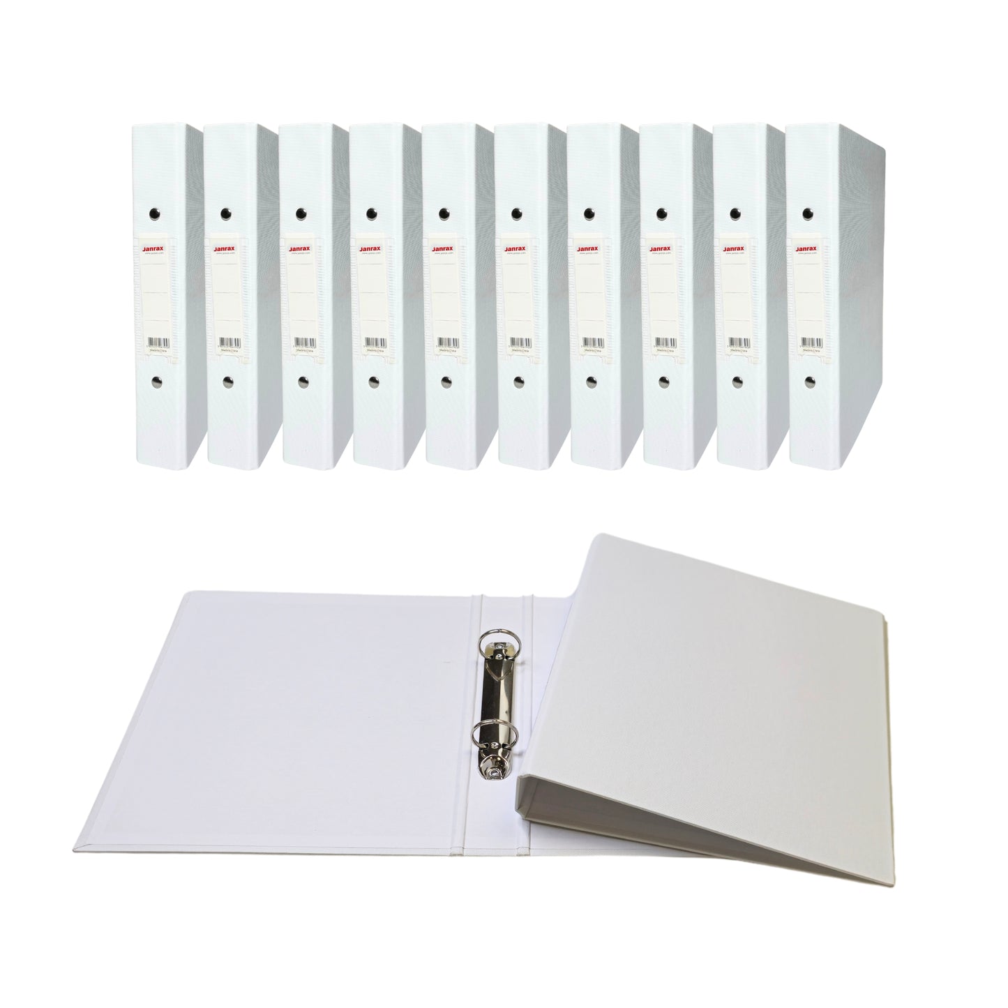 Pack of 5 A5 White Paper Over Board Ring Binders by Janrax