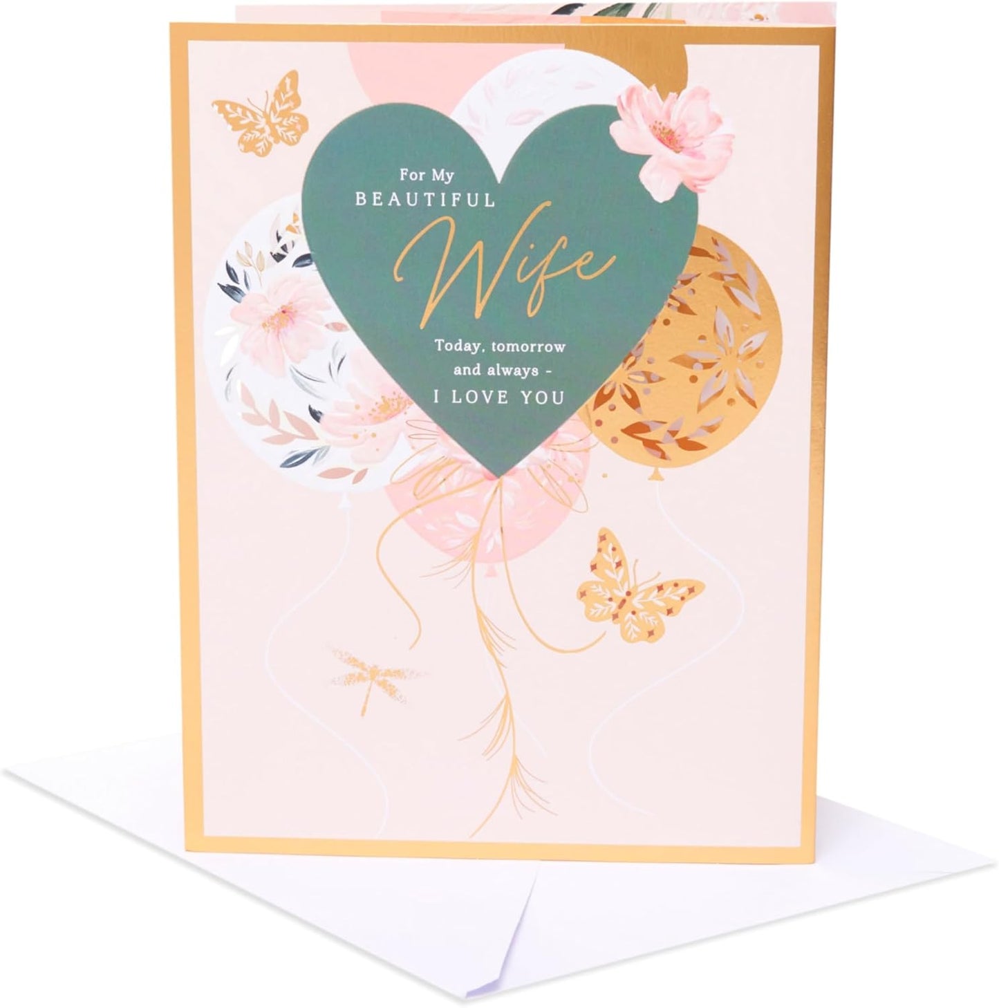 Laser Cut Balloons Design Wife Wedding Anniversary Card