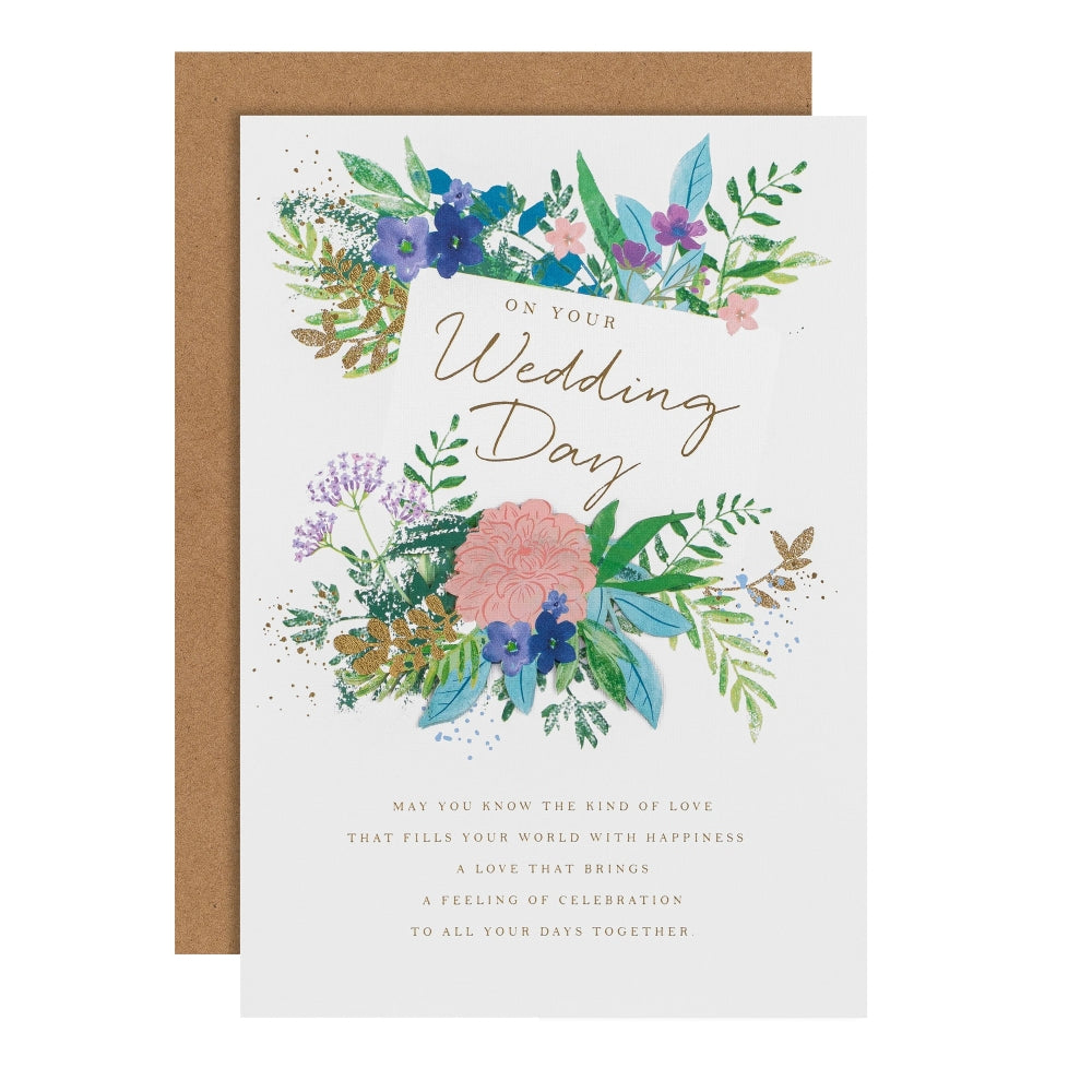 Traditional Floral Design with Heartfelt Verse Wedding Congratulations Card