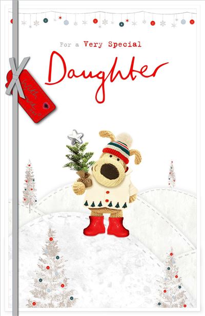 Very Special Daughter Boofle Holding Pot Design Christmas Card 